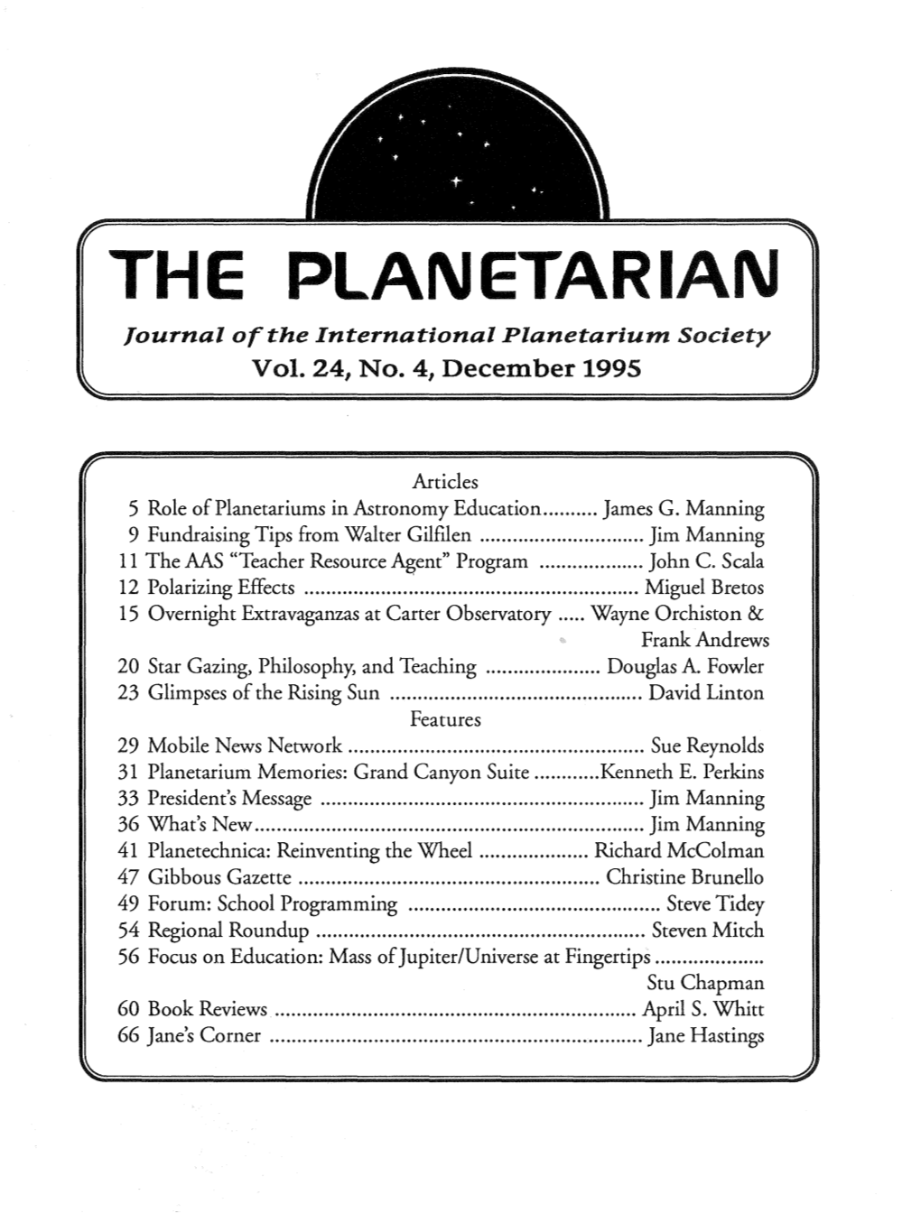 THE PLANETARIAN Journal of the International Planetarium Society Vol