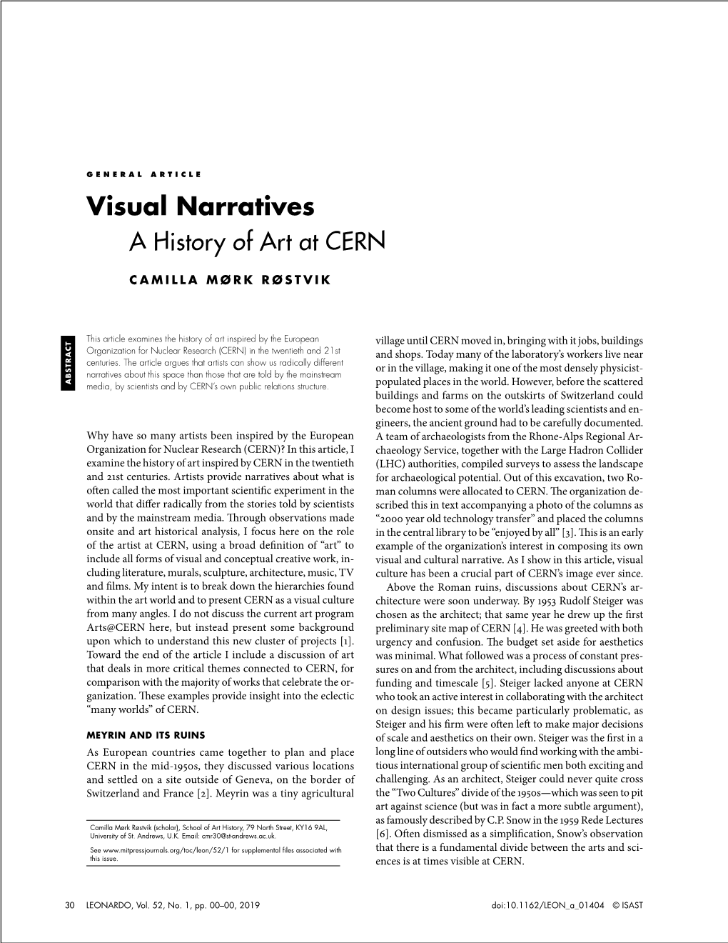 Visual Narratives a History of Art at CERN