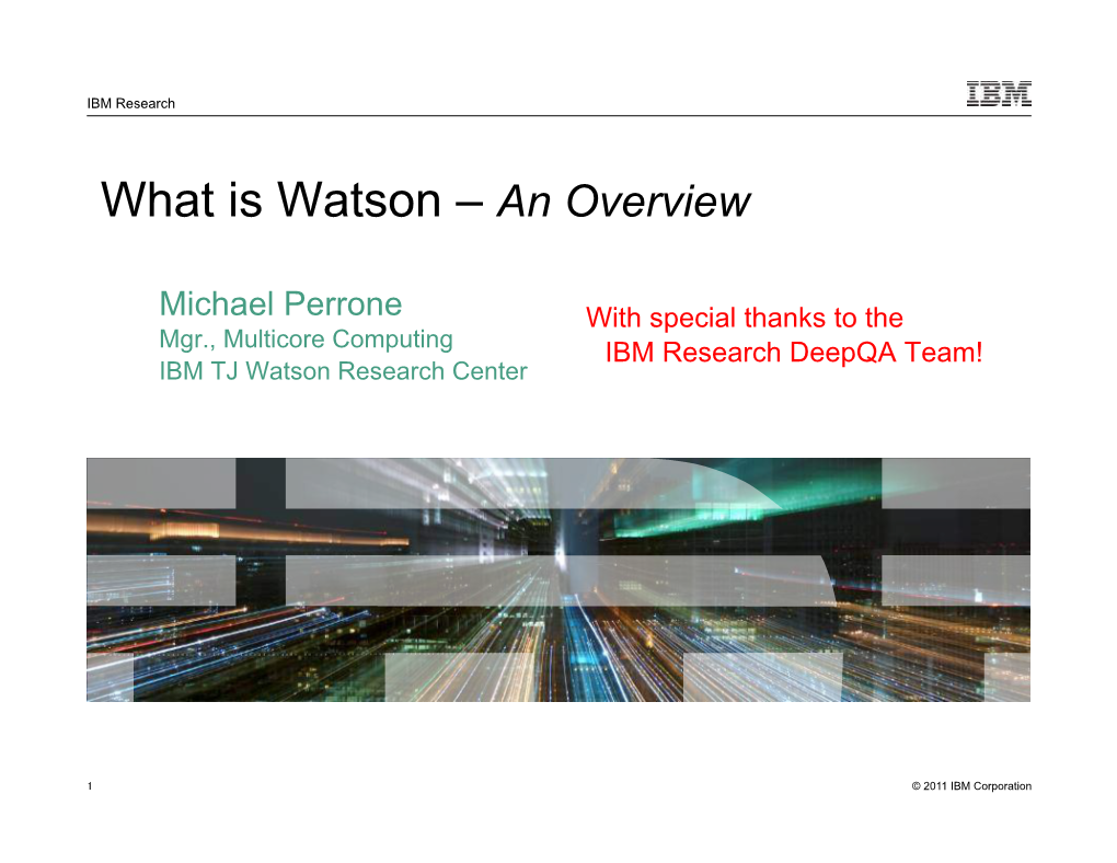What Is Watson – an Overview