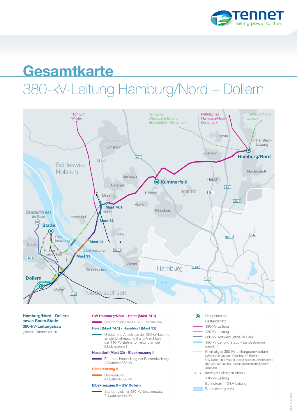 Gesamtkarte 380-Kv-Leitung Hamburg/Nord – Dollern