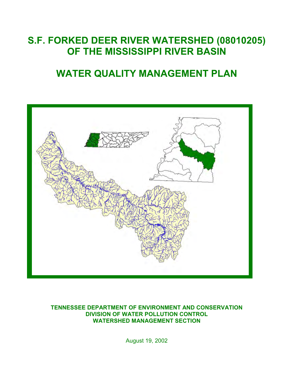 South Fork Forked Deer River Water Quality Management Plan