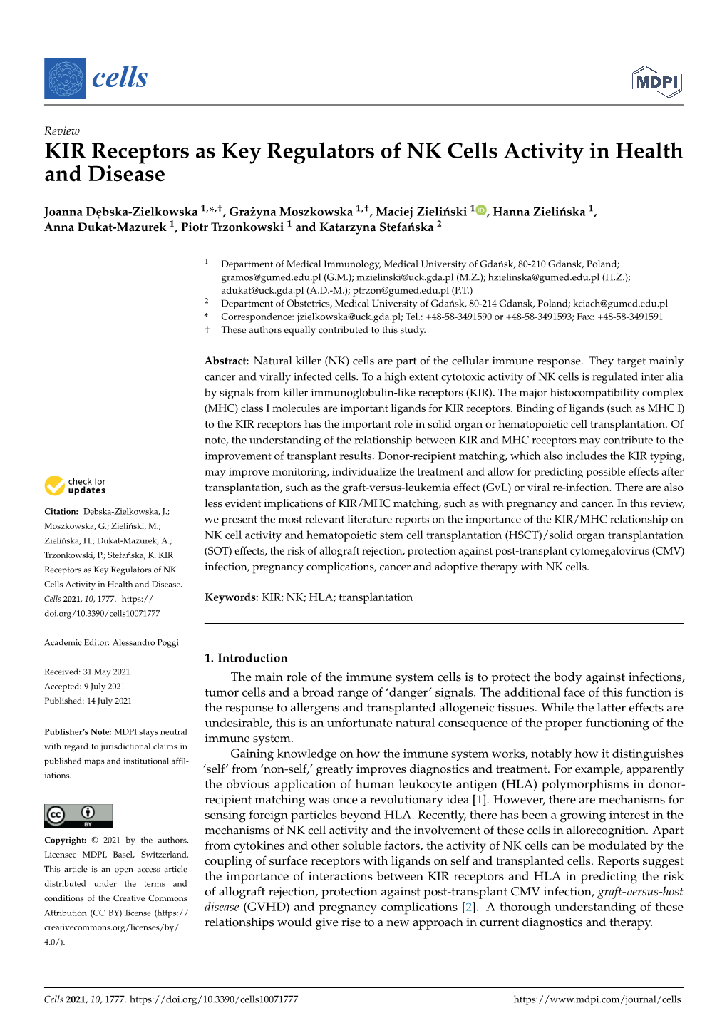 KIR Receptors As Key Regulators of NK Cells Activity in Health and Disease