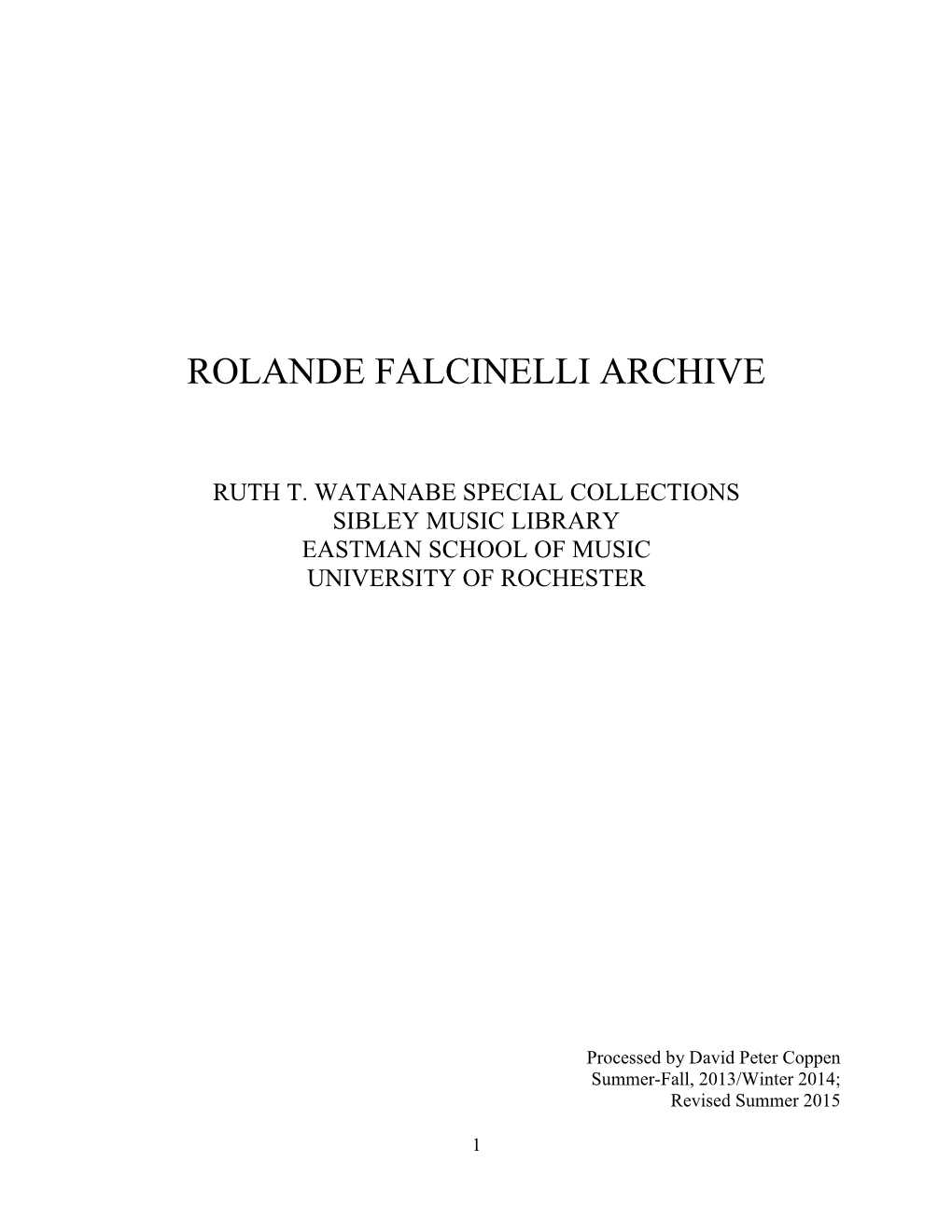 Rolande Falcinelli Archive