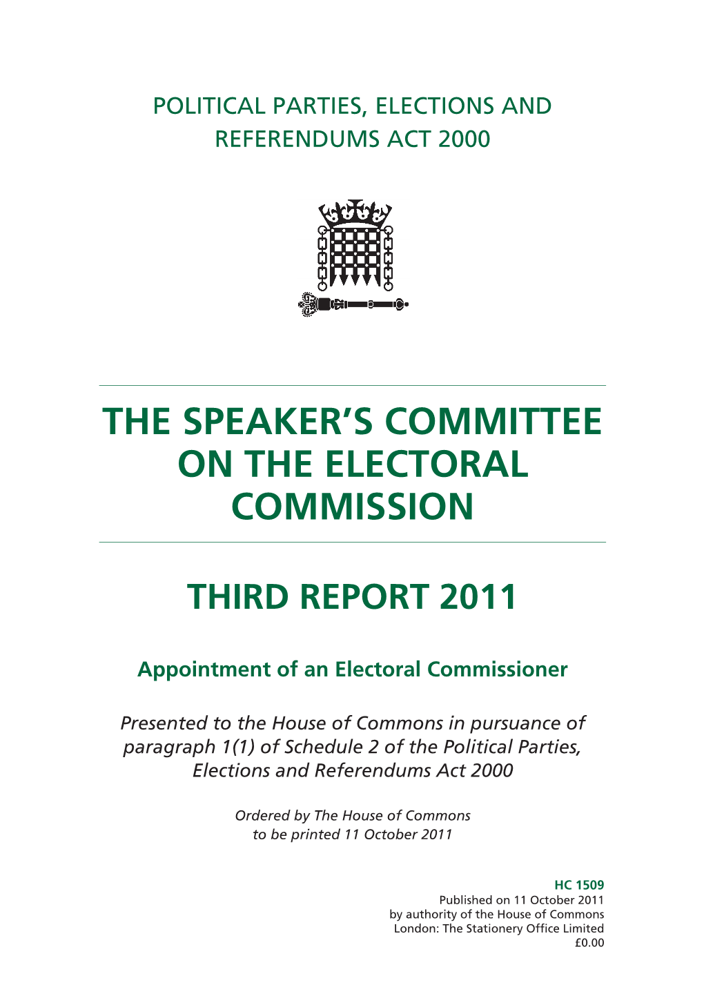 The Speaker's Committee on the Electoral Commission