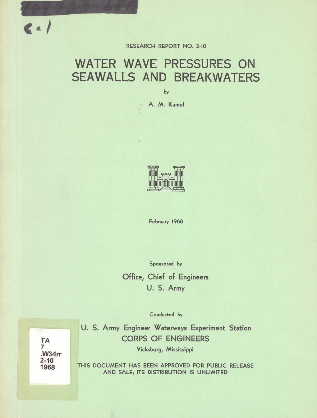 Water Wave Pressures on Seawalls and Breakwaters