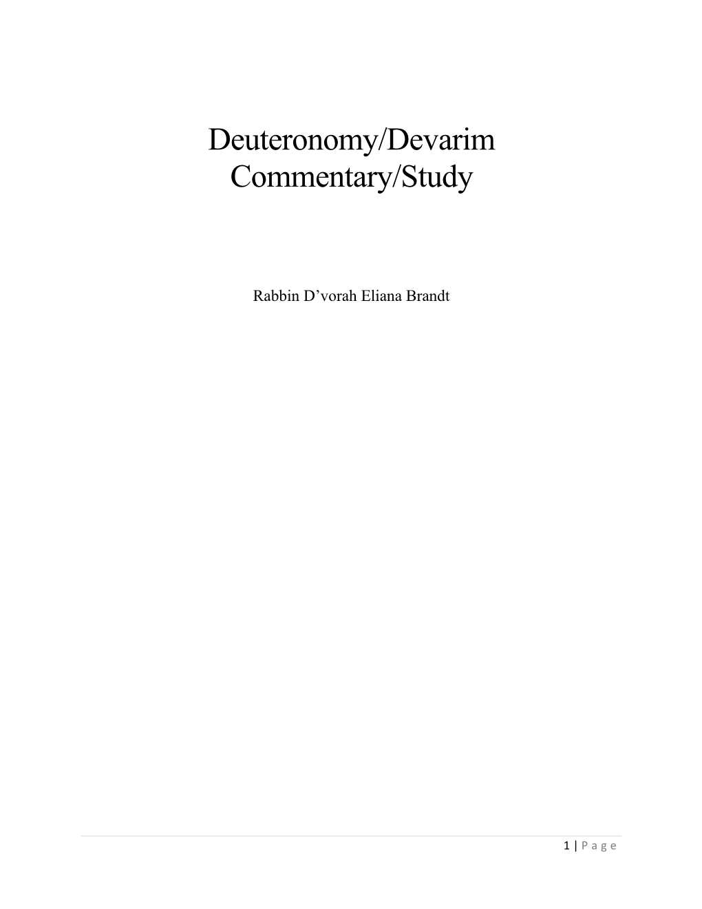 Deuteronomy/Devarim Commentary/Study