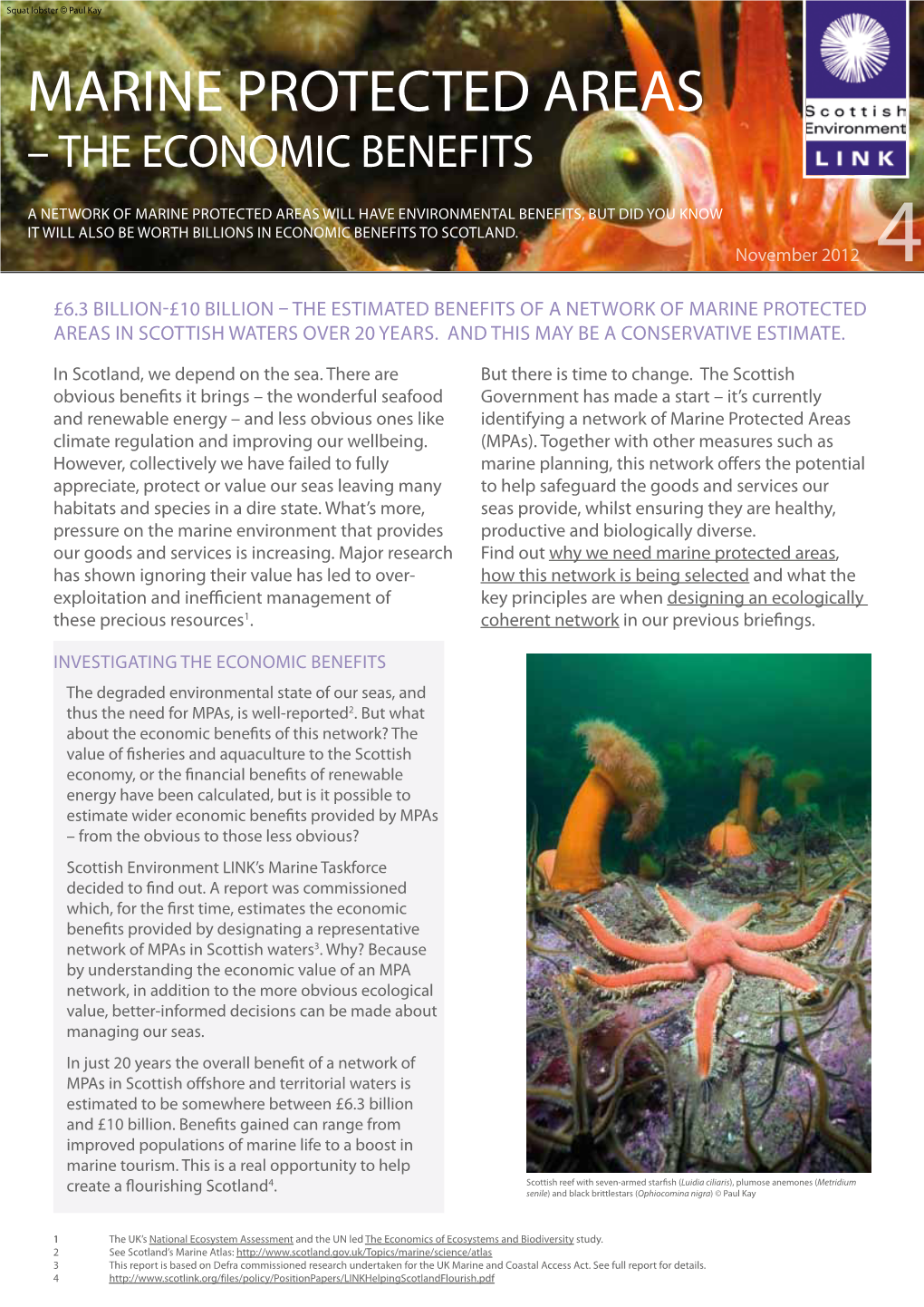 Marine Protected Areas – the Economic Benefits