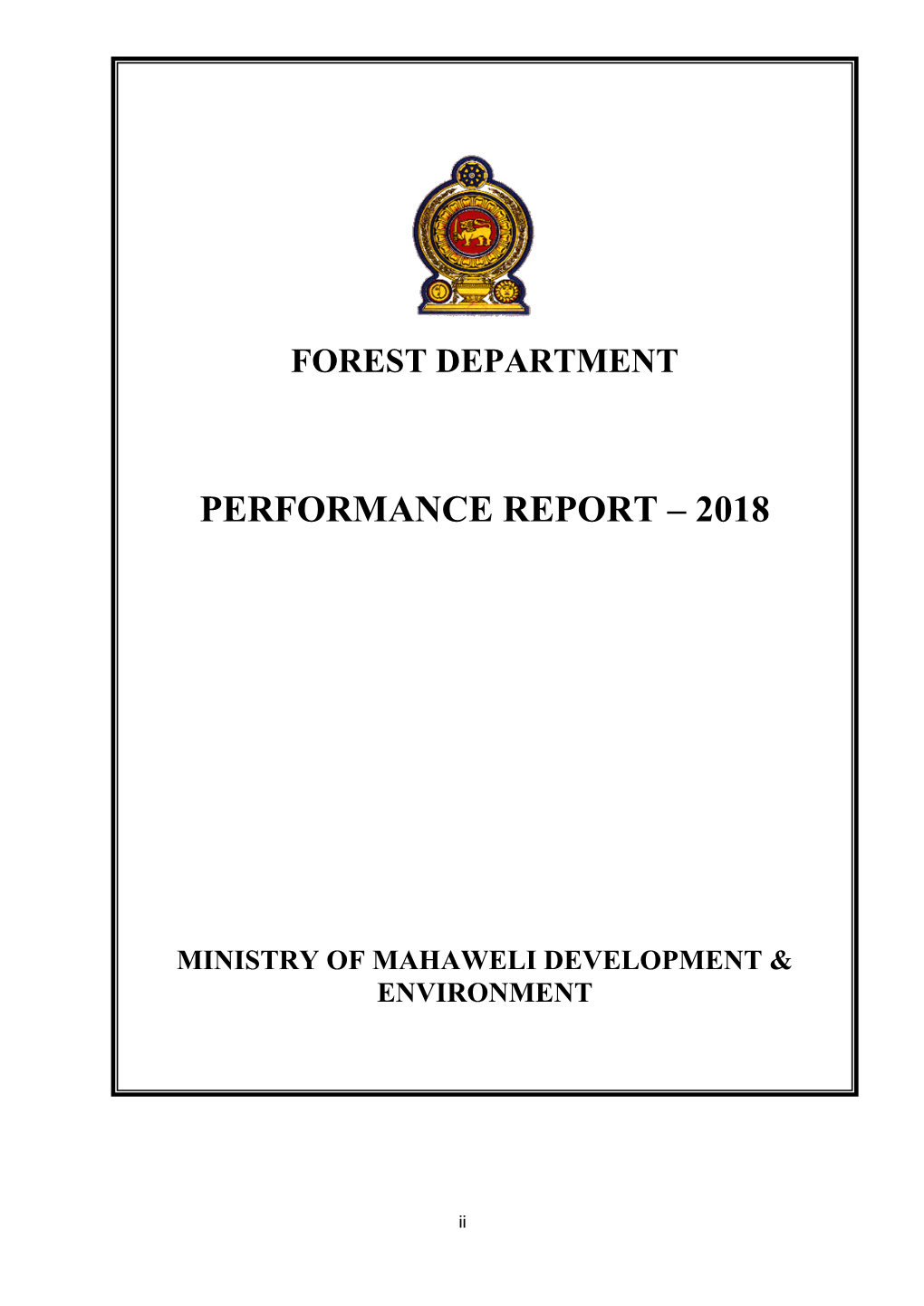 Performance Report of the Department of Forest Conservation