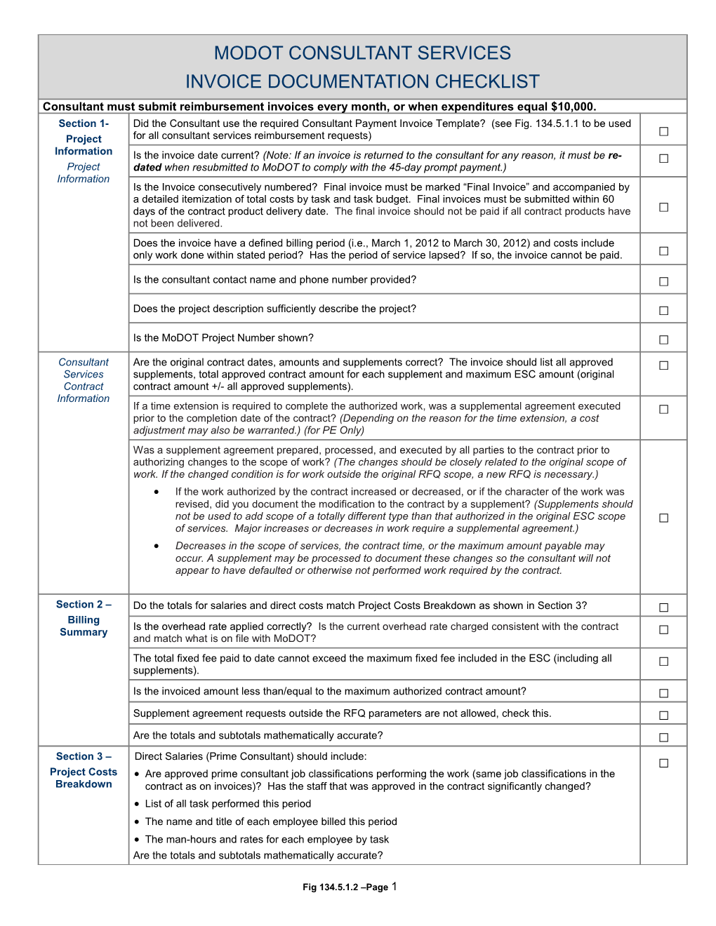 LPA Consultant Services Payment Invoice Checklist