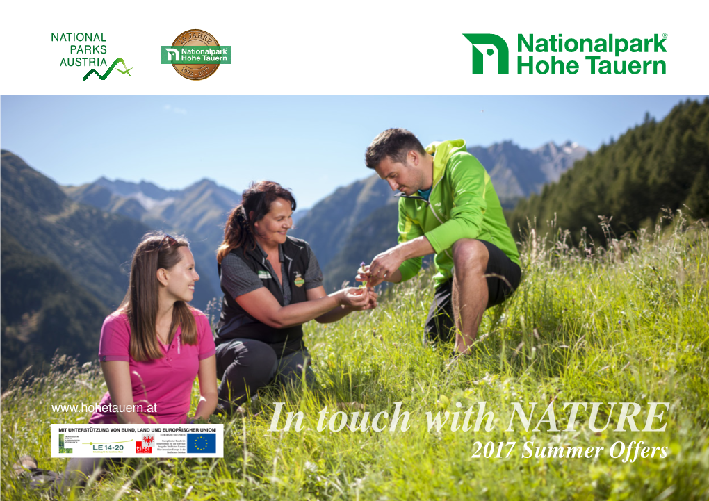 In Touch with NATURE 2017 Summer Offers HOHE TAUERN NATIONAL PARK JOURNEYING BACK to ORIGINS