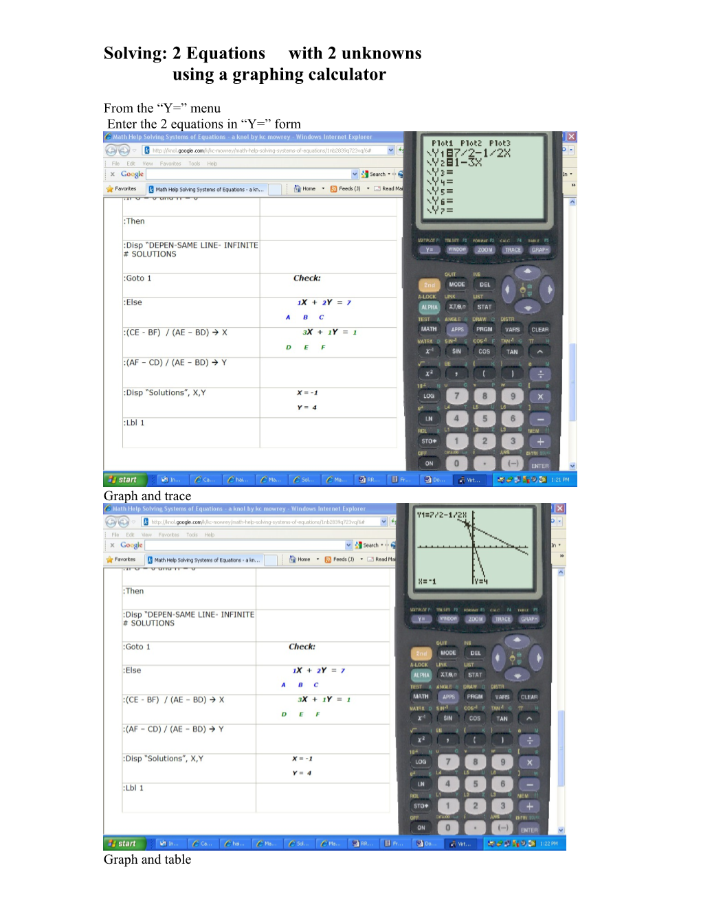 Solving: 2 Equations with 2 Unknowns