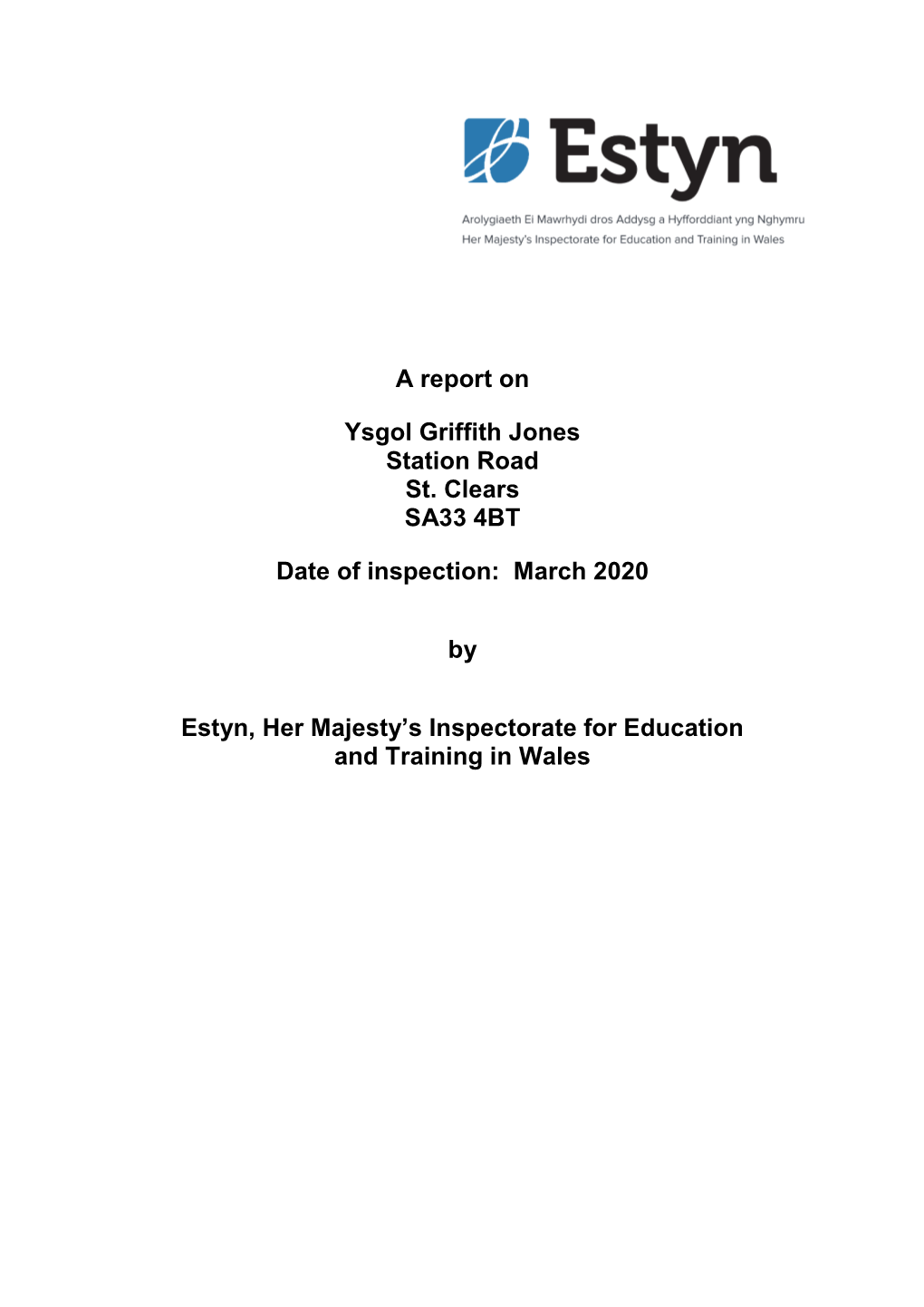 Inspection Report Ysgol Griffith Jones 2020