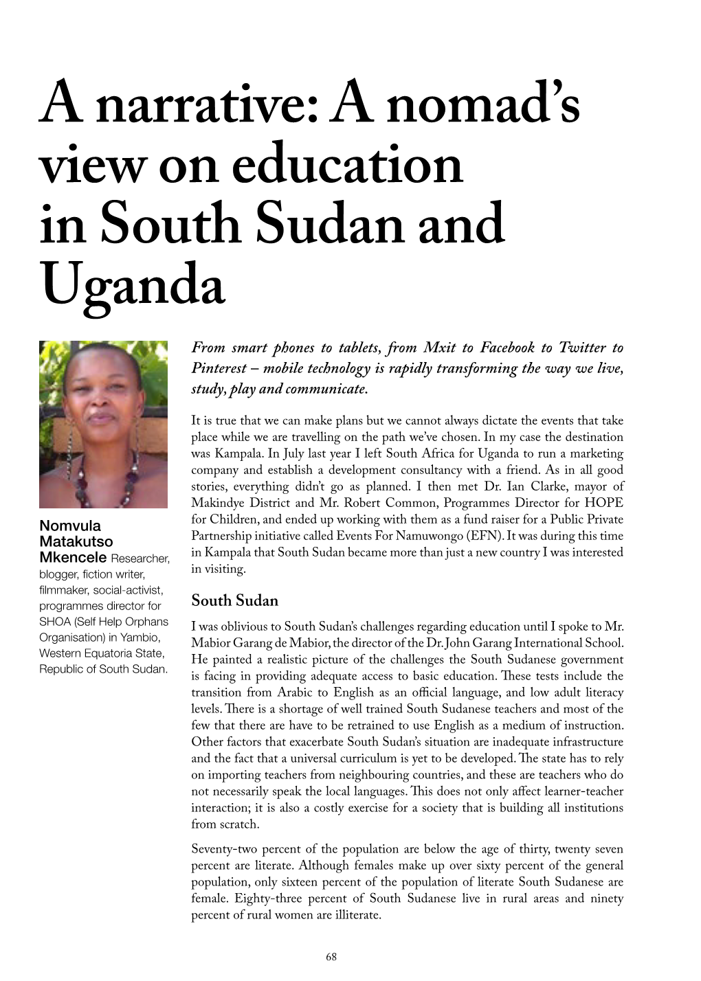 A Nomad's View on Education in South Sudan and Uganda