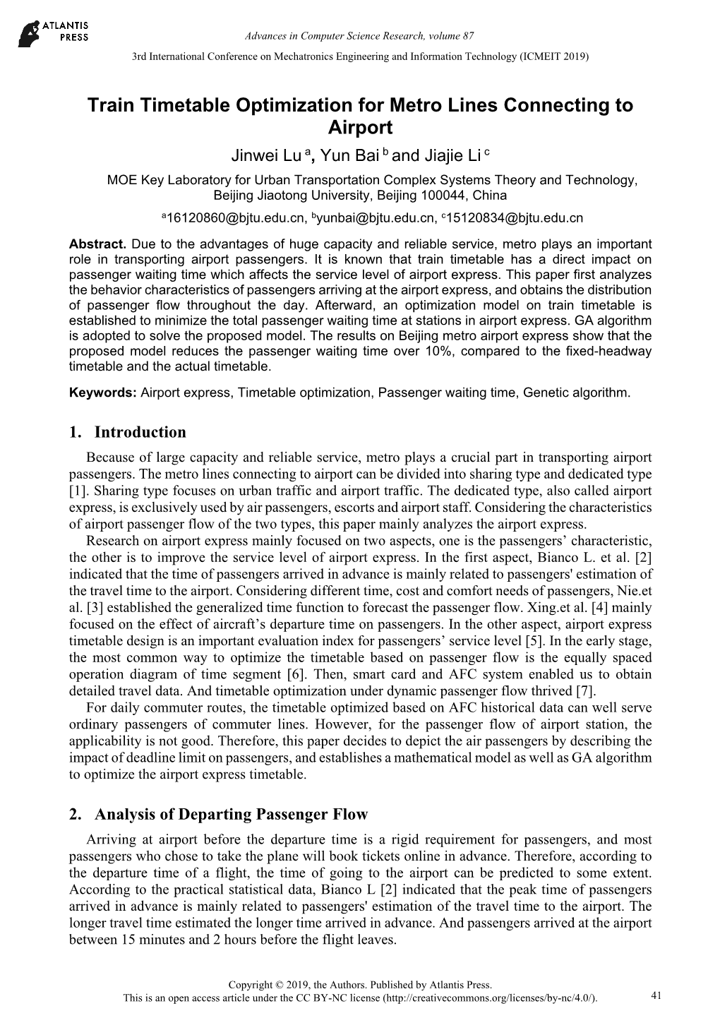 Train Timetable Optimization for Metro Lines Connecting to Airport