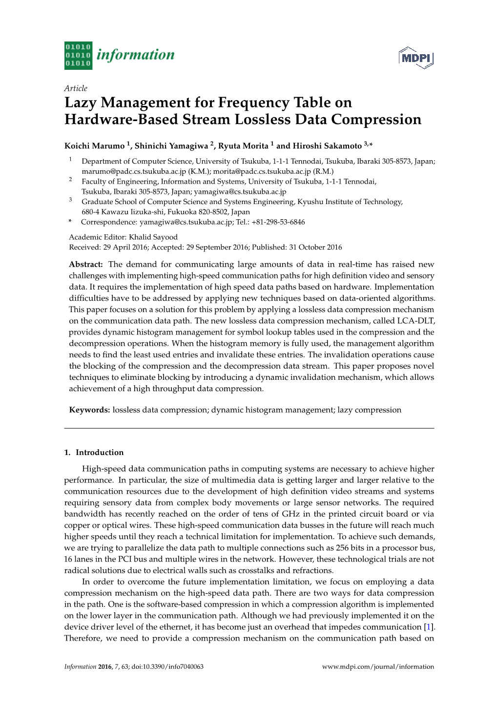 Lazy Management for Frequency Table on Hardware-Based Stream Lossless Data Compression