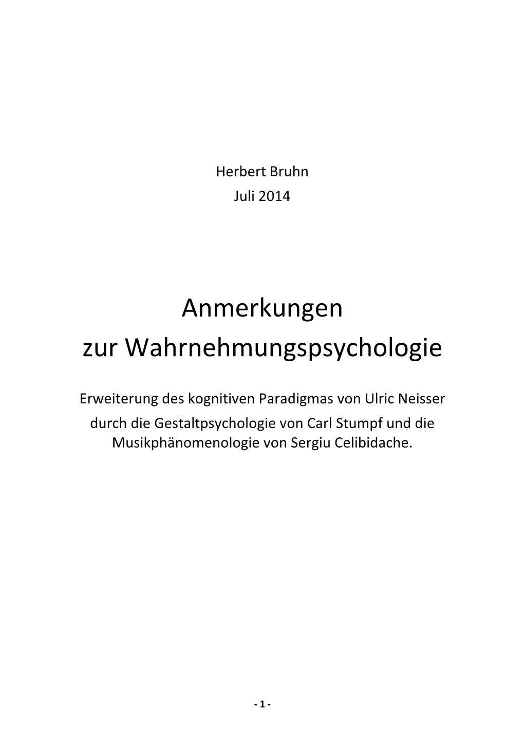 Anmerkungen Zur Wahrnehmungspsychologie