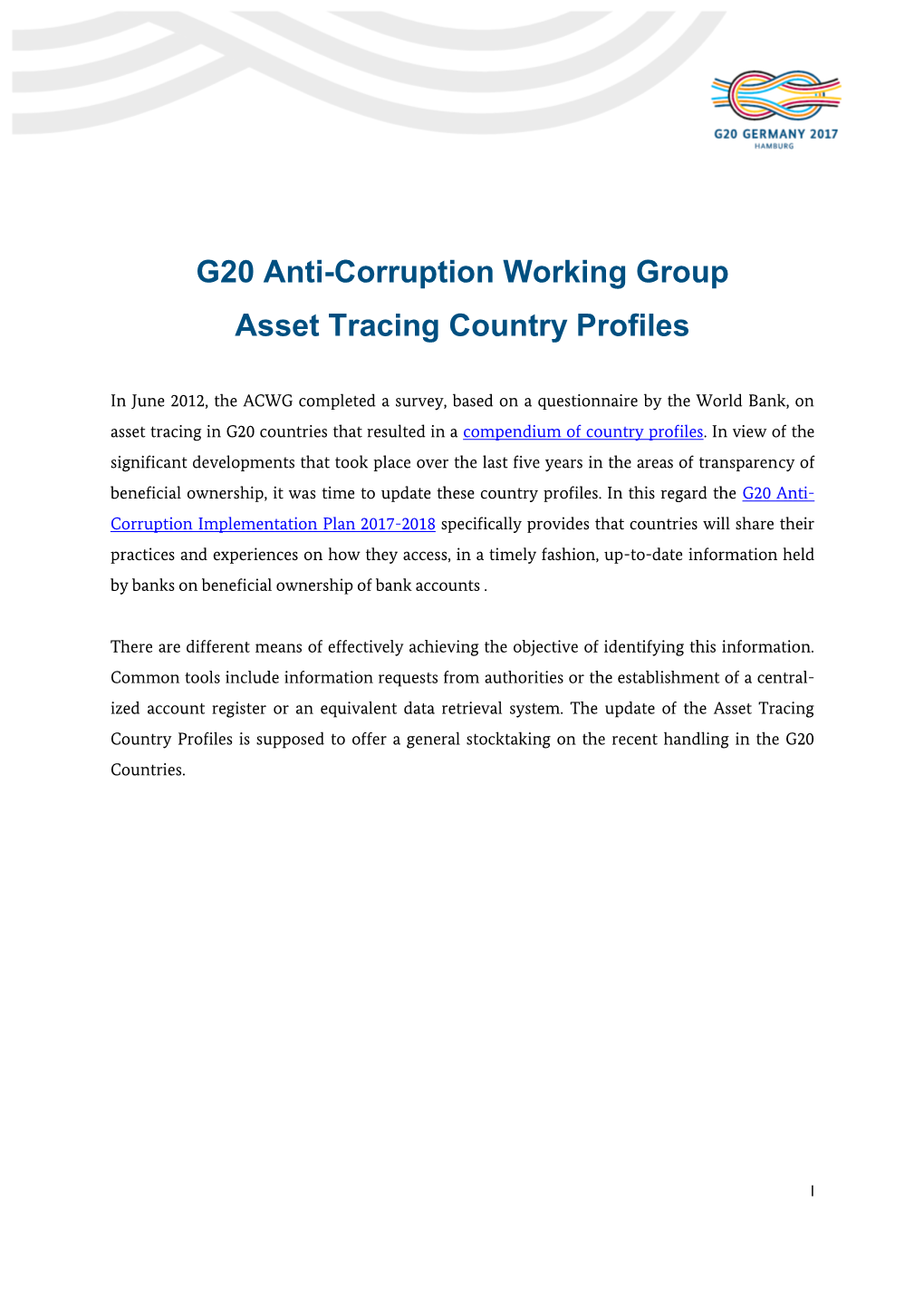 G20 Anti-Corruption Working Group Asset Tracing Country Profiles