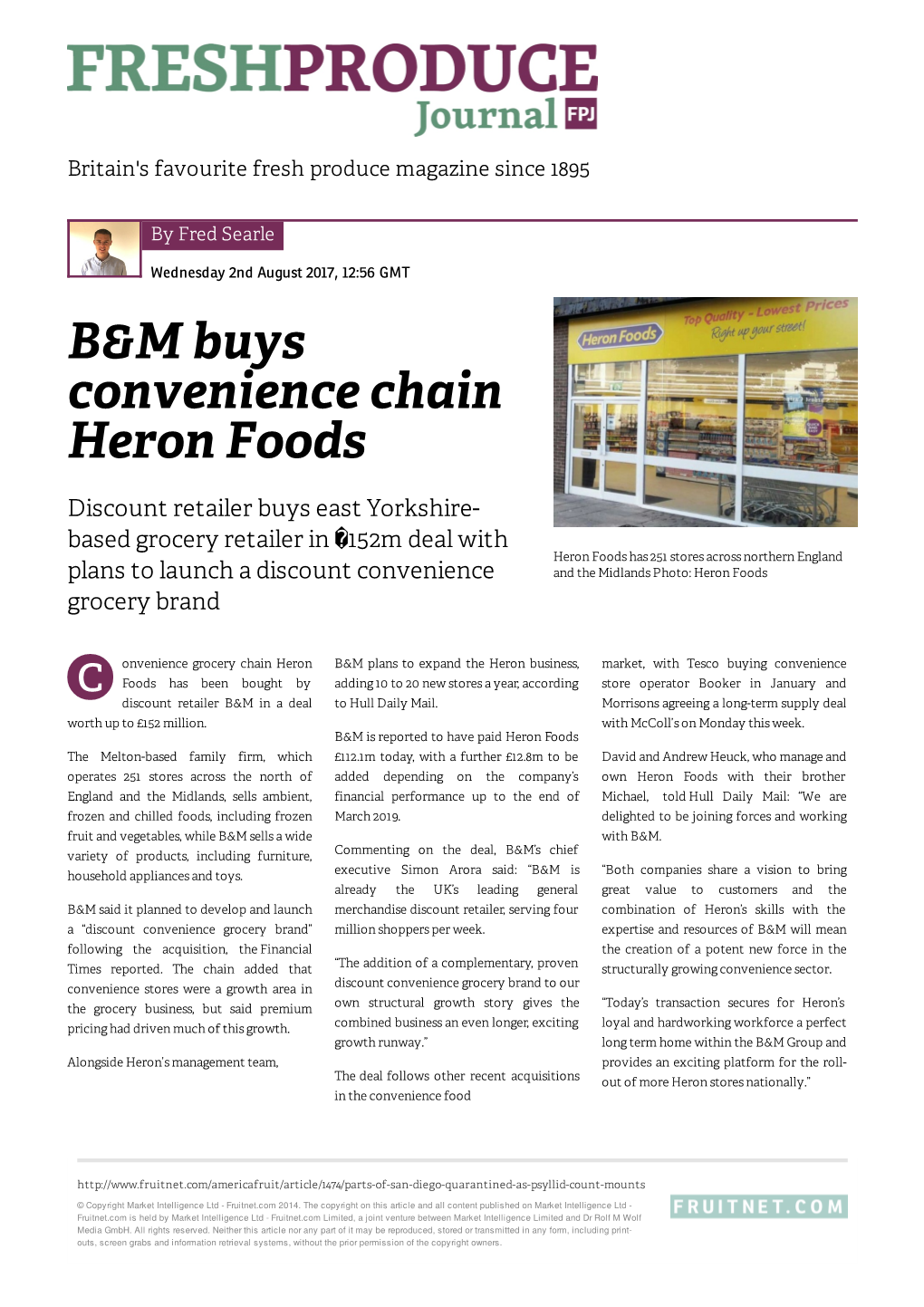 B&M Buys Convenience Chain Heron Foods