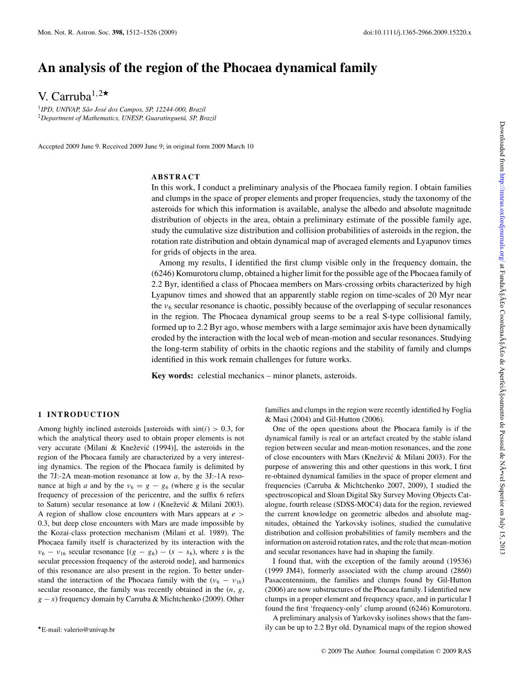 An Analysis of the Region of the Phocaea Dynamical Family