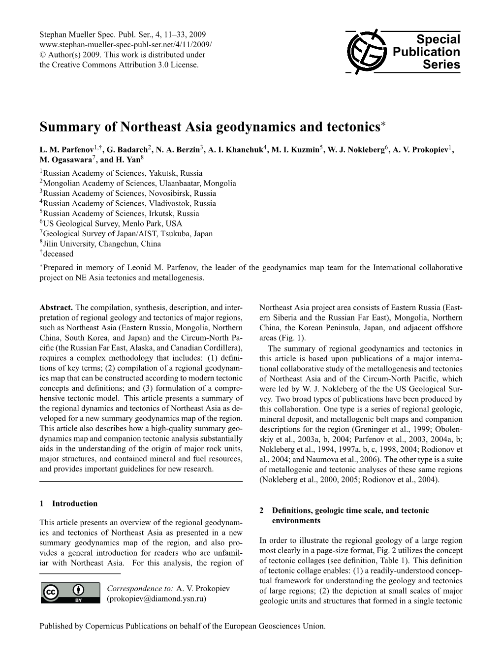 Summary of Northeast Asia Geodynamics and Tectonics*