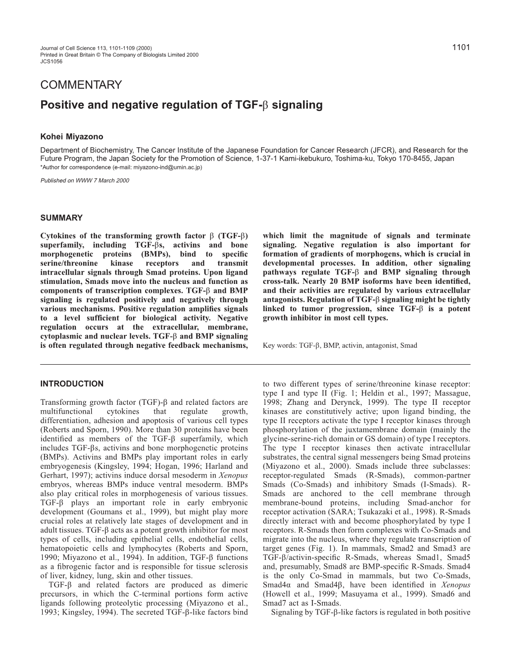 Positive and Negative Regulation of TGF-Β Signaling