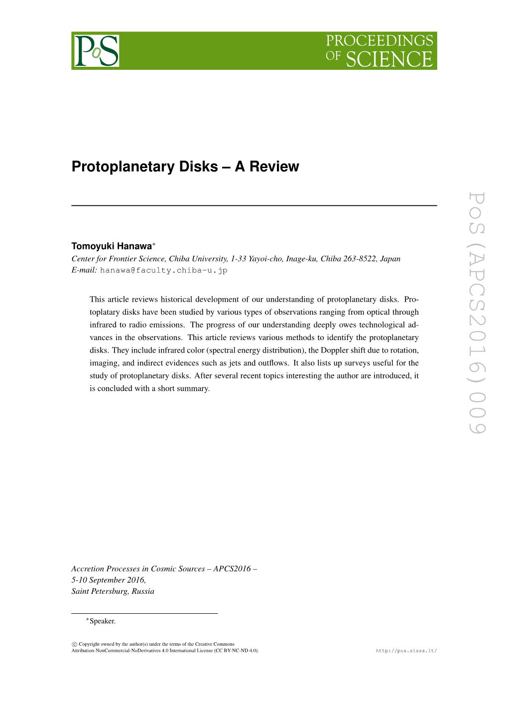Protoplanetary Disks – a Review Pos(APCS2016)009 (2.1) ], This 3 , Denote Ν and Λ Tomoyuki Hanawa ]