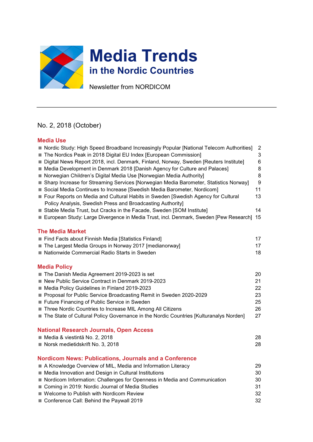 Media Trends in the Nordic Countries 2018 (2