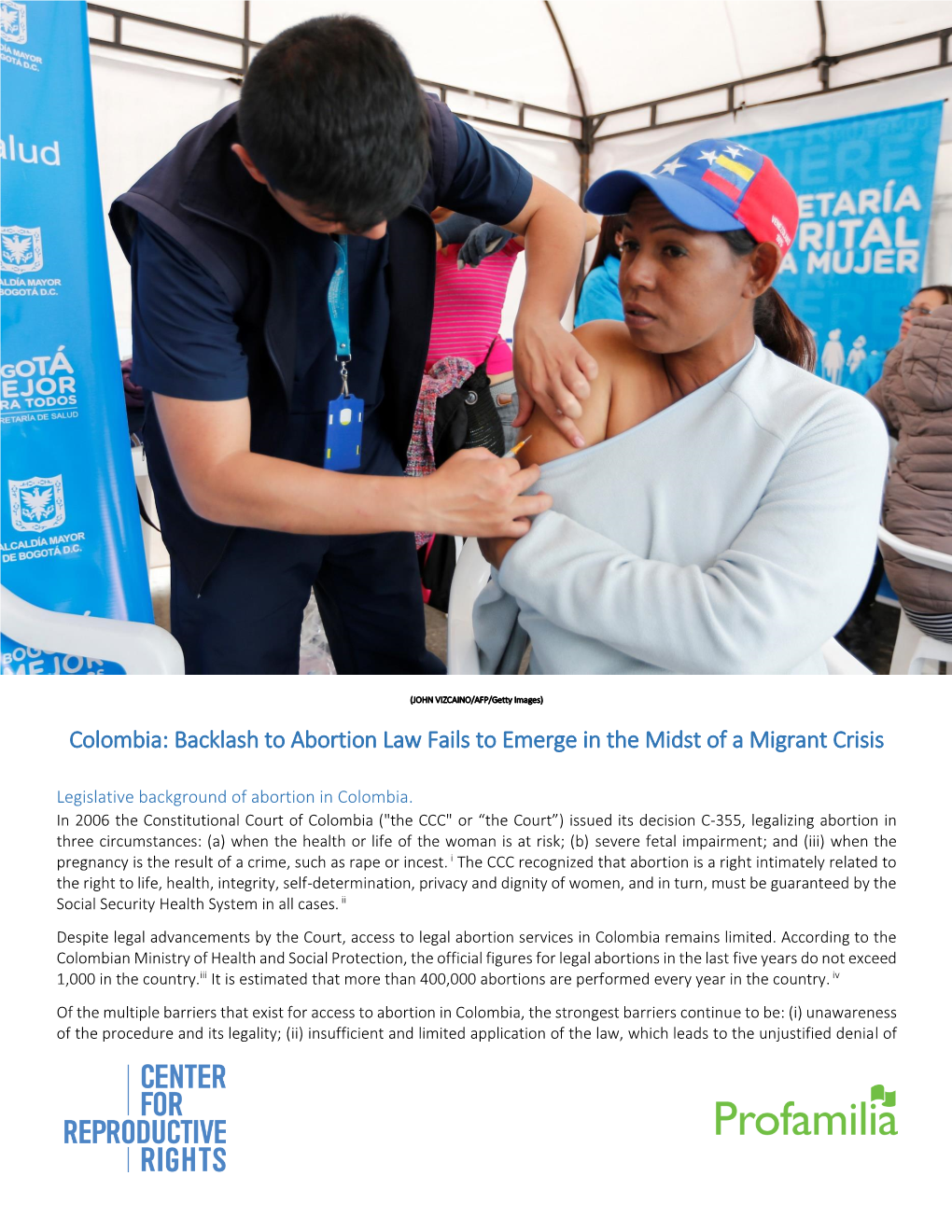Colombia: Backlash to Abortion Law Fails to Emerge in the Midst of a Migrant Crisis