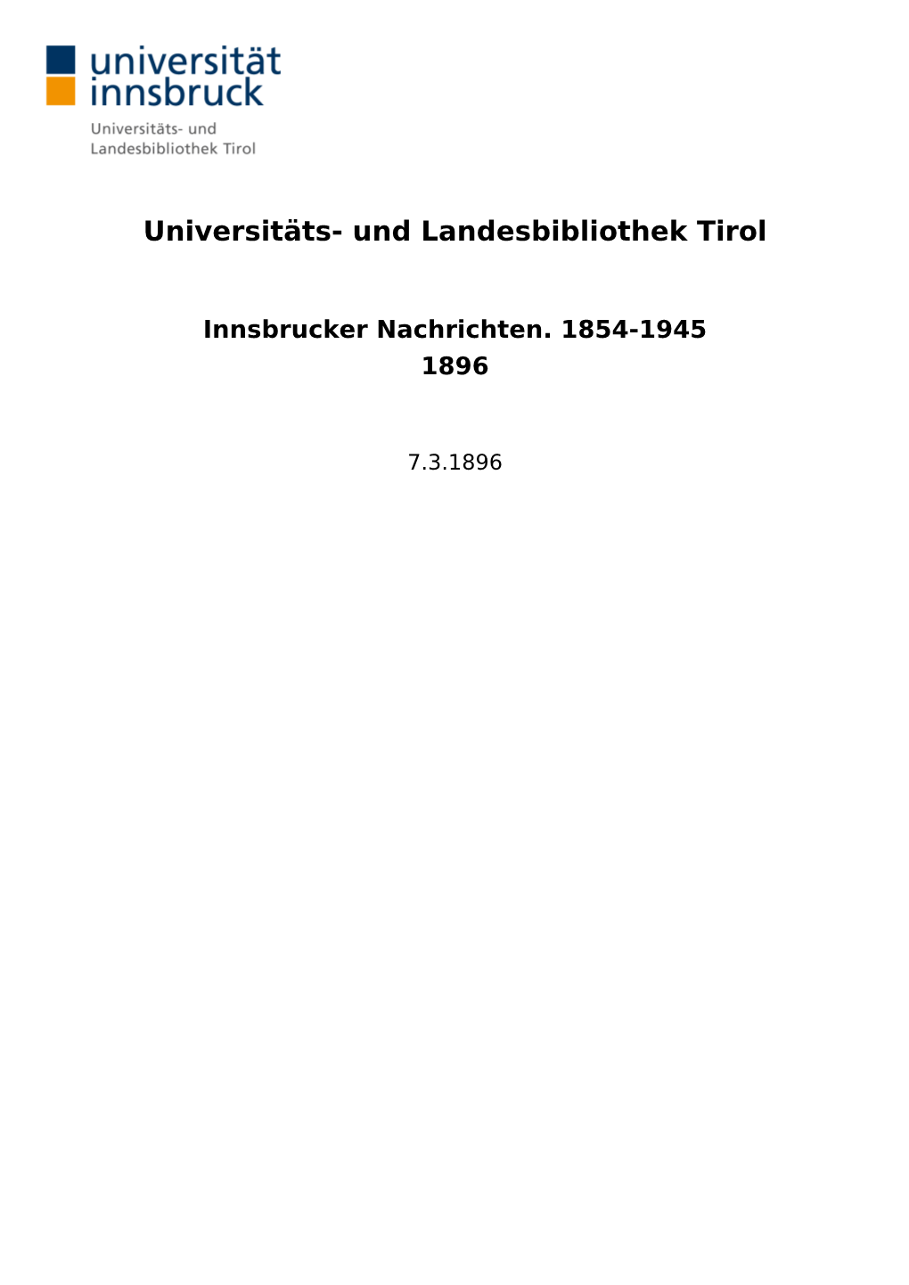 Innsbrucker Nachrichten. 1854-1945 1896