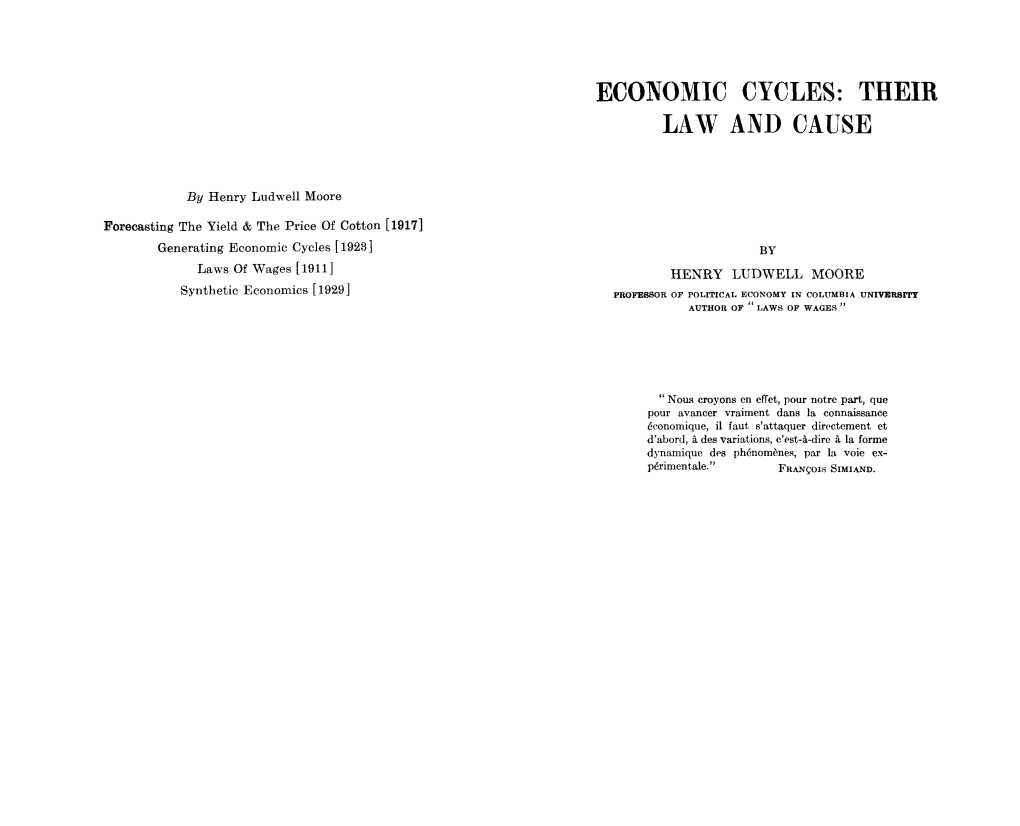 Economic Cycles: Their Law and Cause