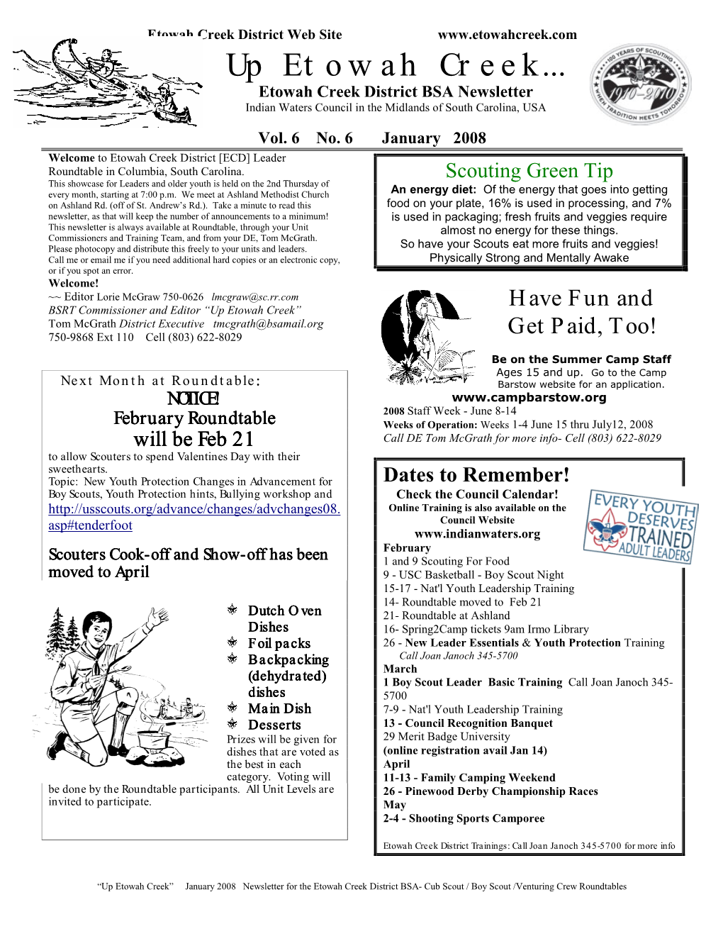 Etowah Creek District BSA Newsletter / Sept. 2000 "Up Etowah Creek"