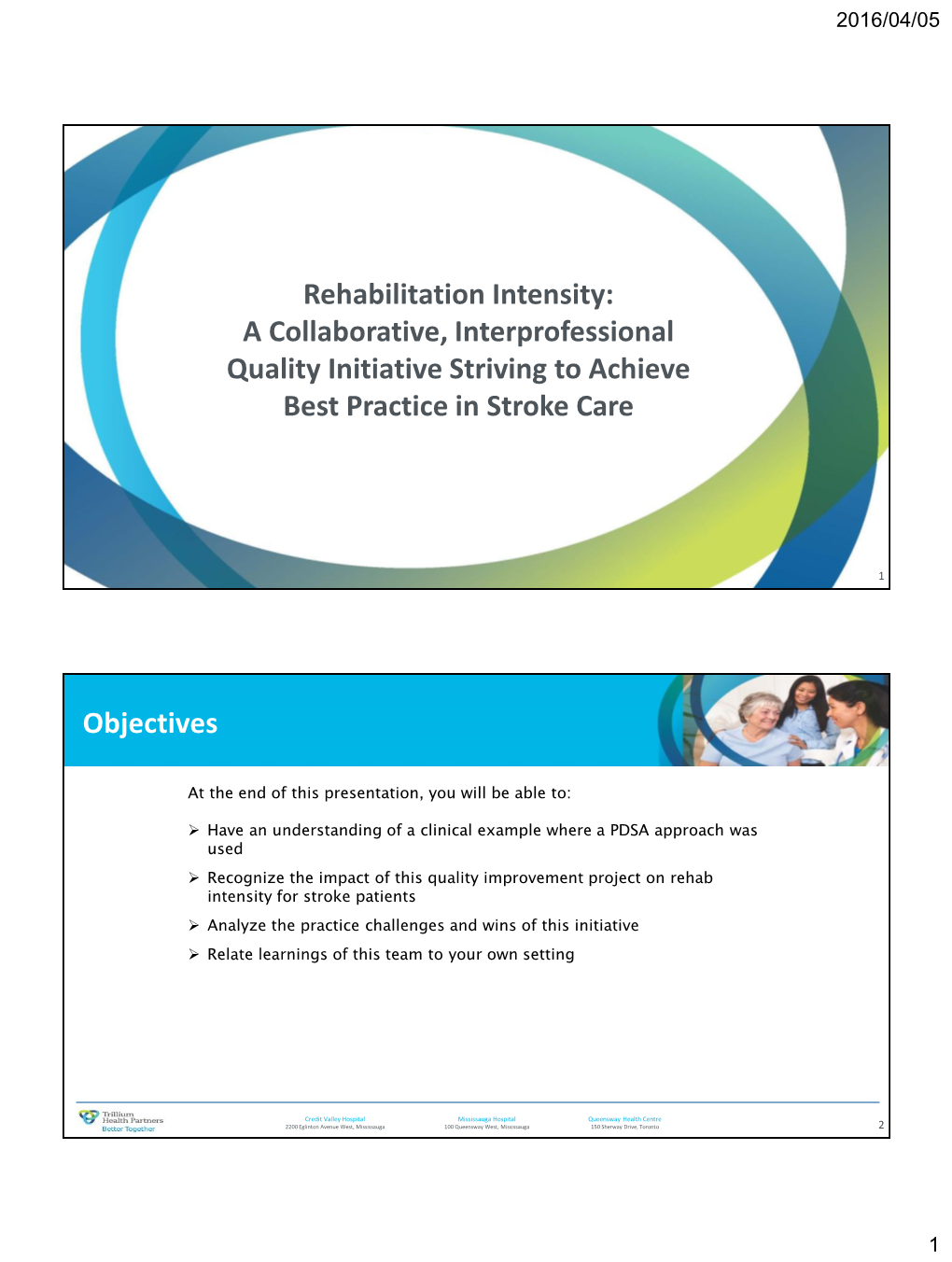 Rehabilitation Intensity: a Collaborative, Interprofessional Quality Initiative Striving to Achieve Best Practice in Stroke Care