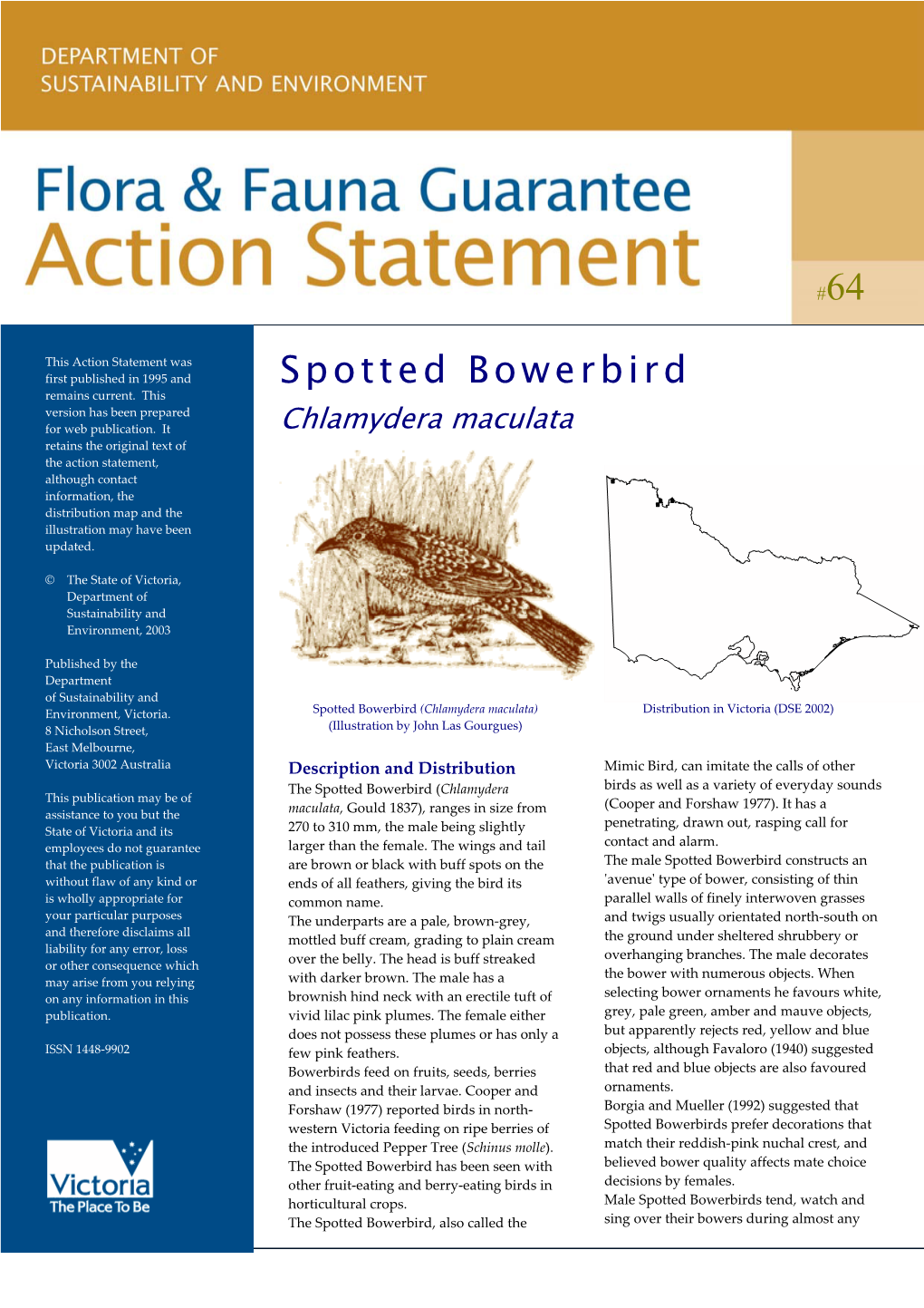 Spotted Bowerbird Version Has Been Prepared for Web Publication