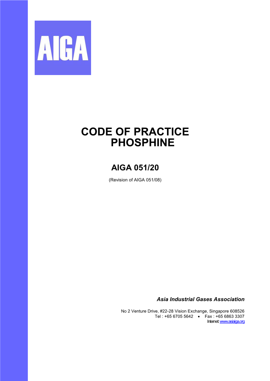 68. AIGA 051/20 Code of Practice Phosphine