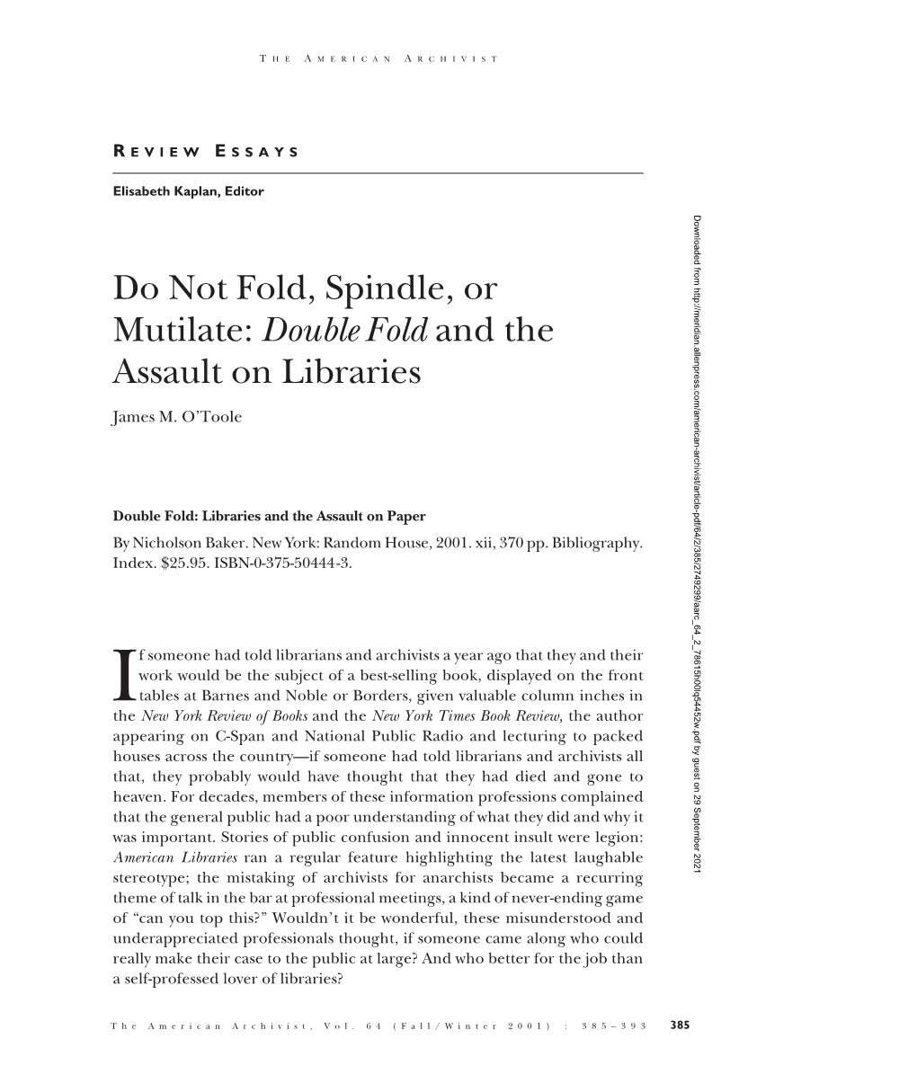 Double Fold and the Assault on Libraries