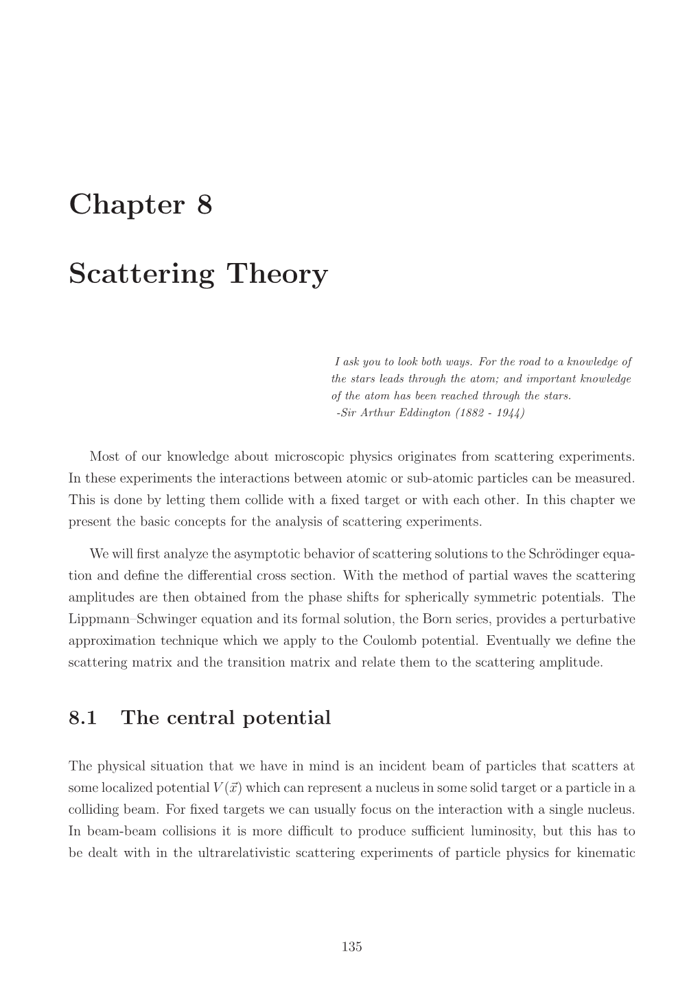 Chapter 8 Scattering Theory