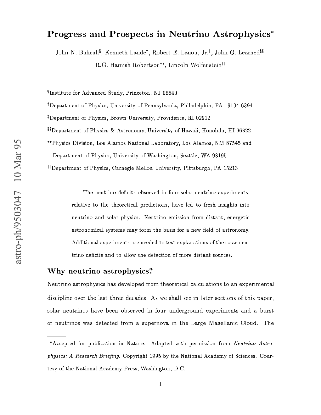 Progress and Prospects in Neutrino Astrophysics