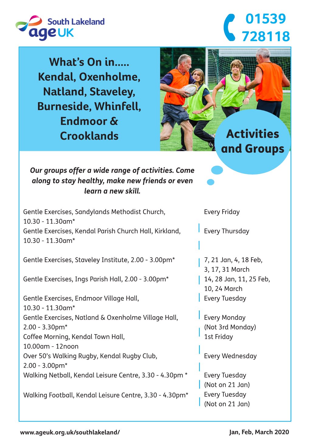Activities and Groups What's on In...Kendal, Oxenholme, Natland