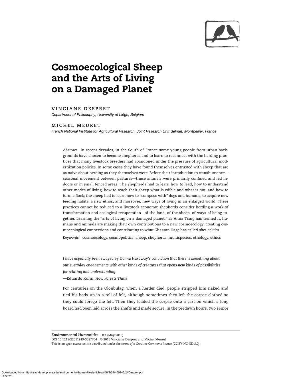 Cosmoecological Sheep and the Arts of Living on a Damaged Planet