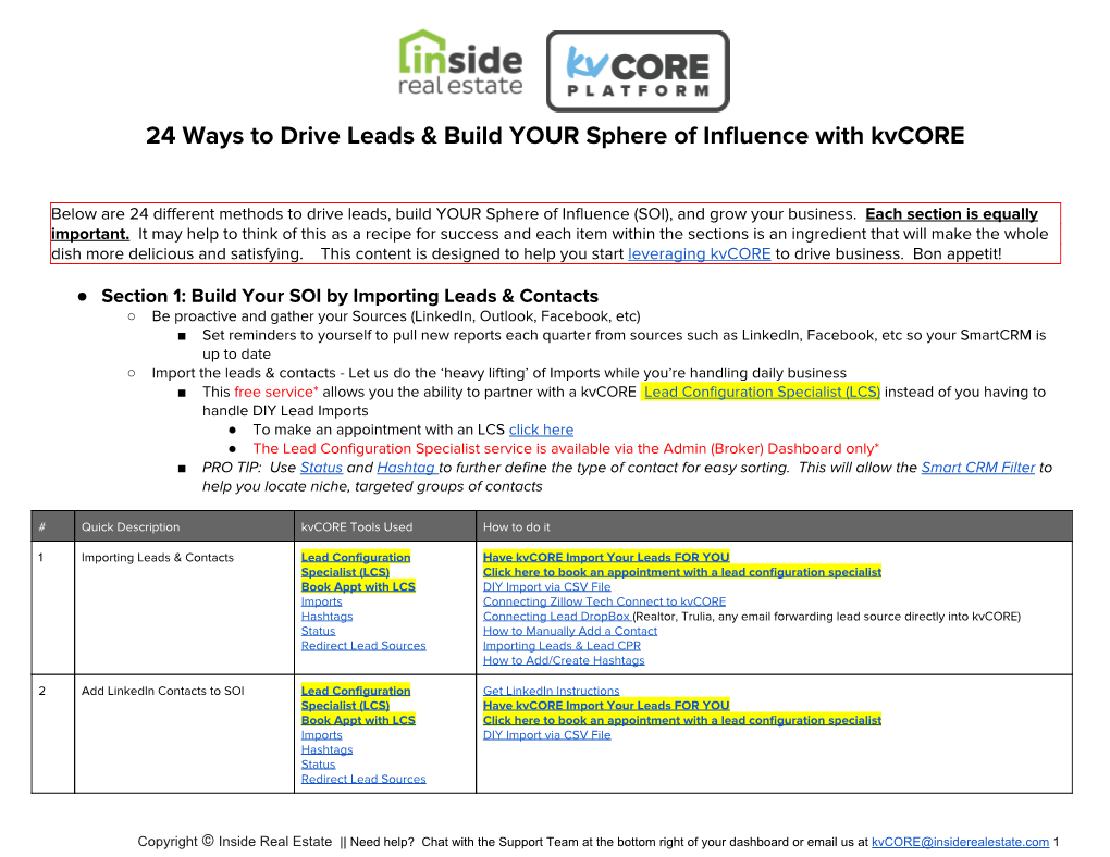 24 Ways to Drive Leads & Build YOUR Sphere of Influence with Kvcore