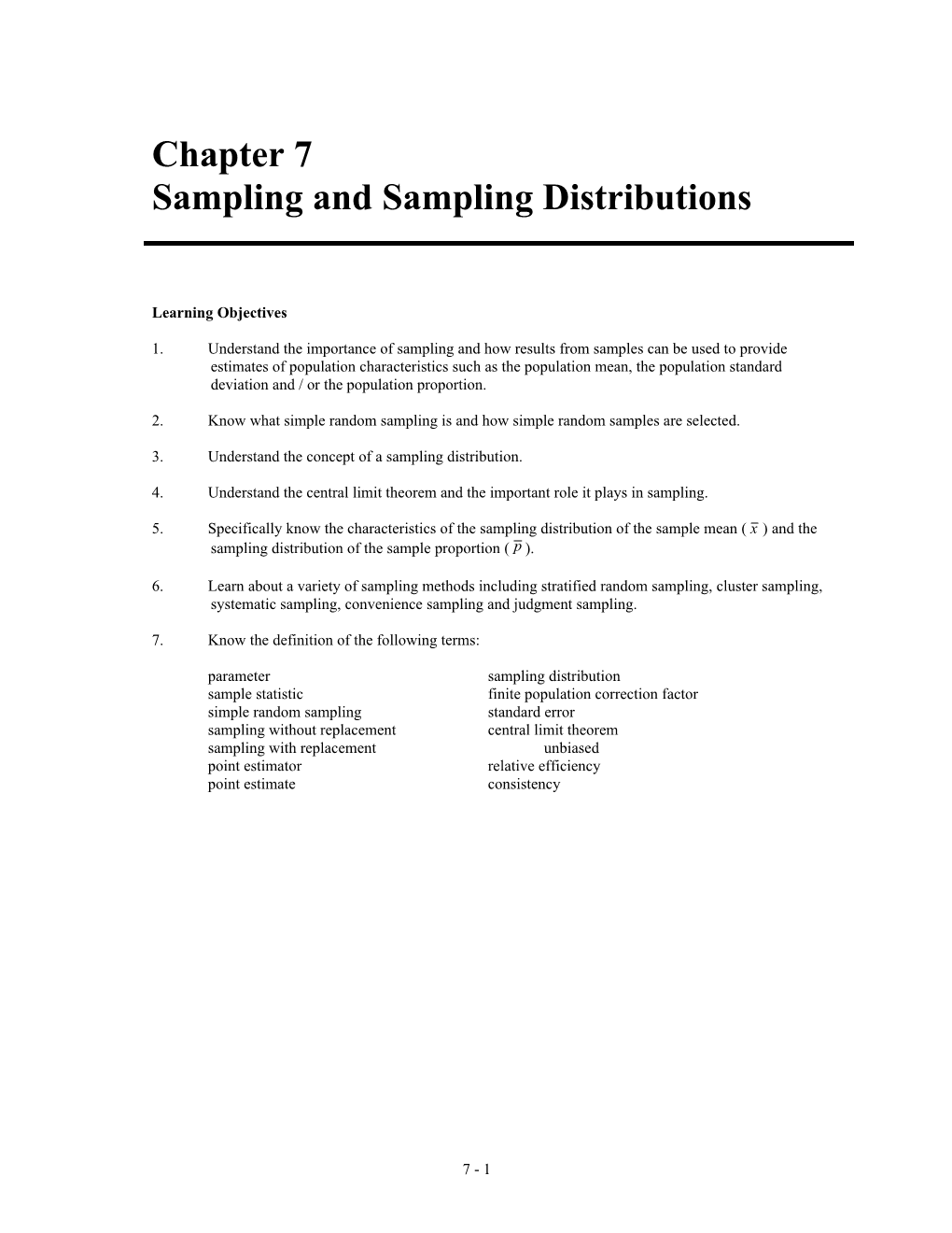 Sampling and Sampling Distributions