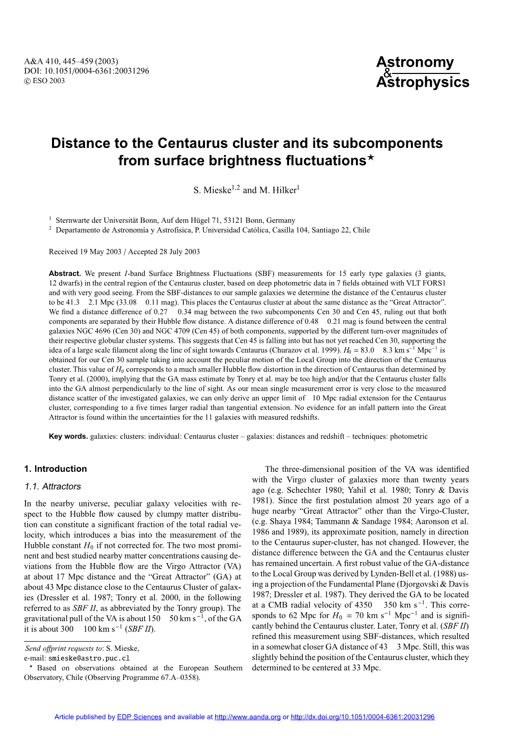 Distance to the Centaurus Cluster and Its Subcomponents from Surface Brightness ﬂuctuations