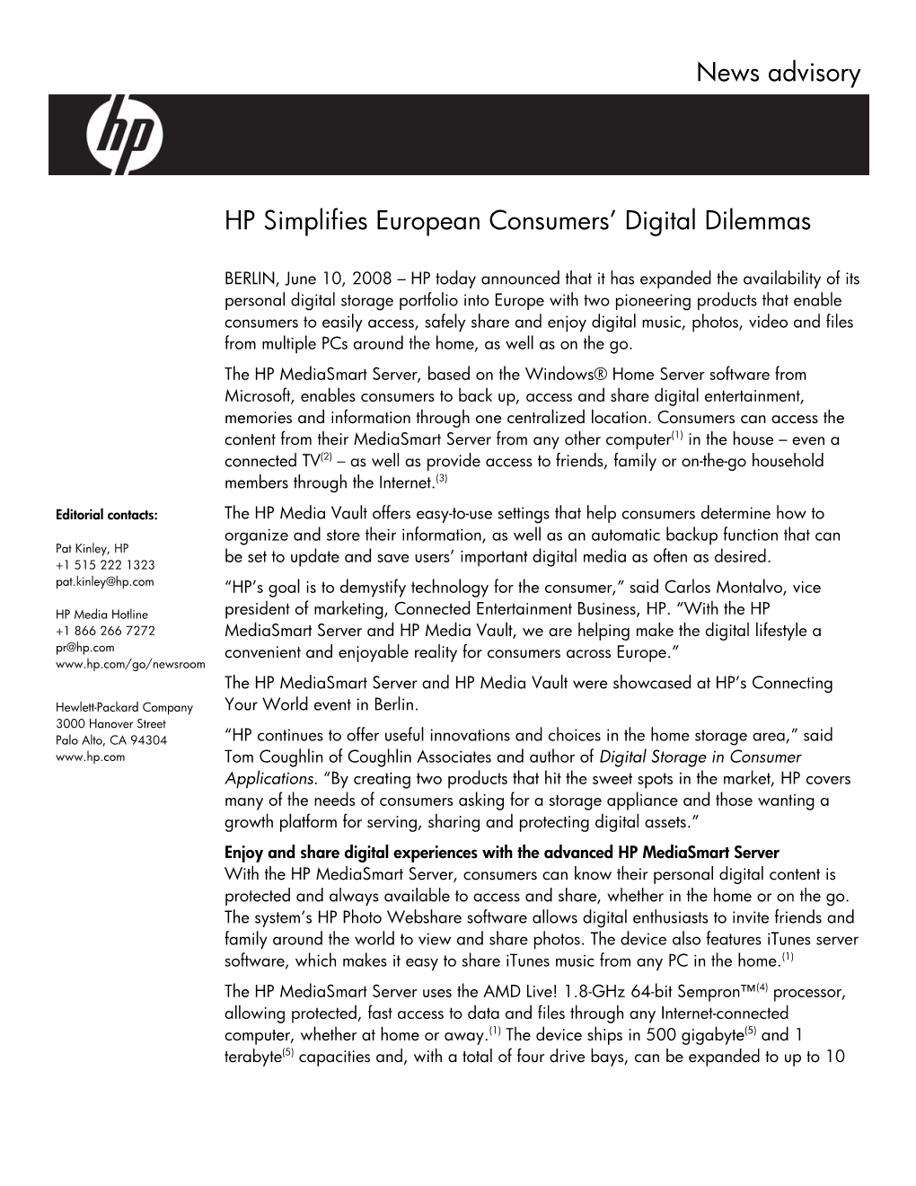 HP Simplifies European Consumers' Digital Dilemmas