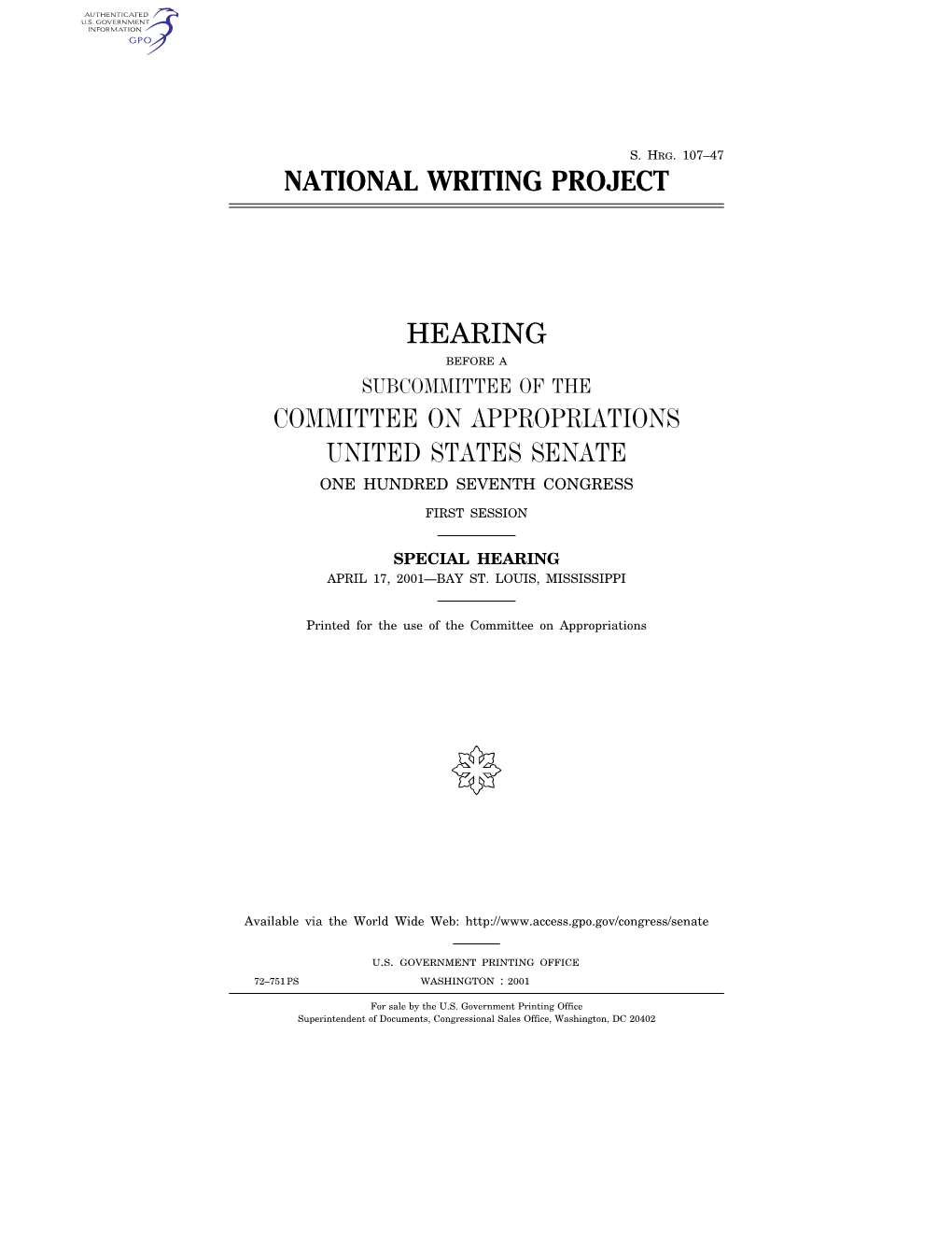 National Writing Project Hearing Committee On