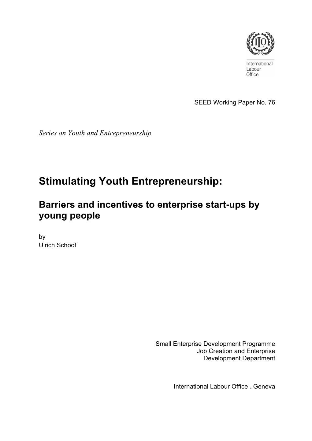 Stimulating Youth Entrepreneurship