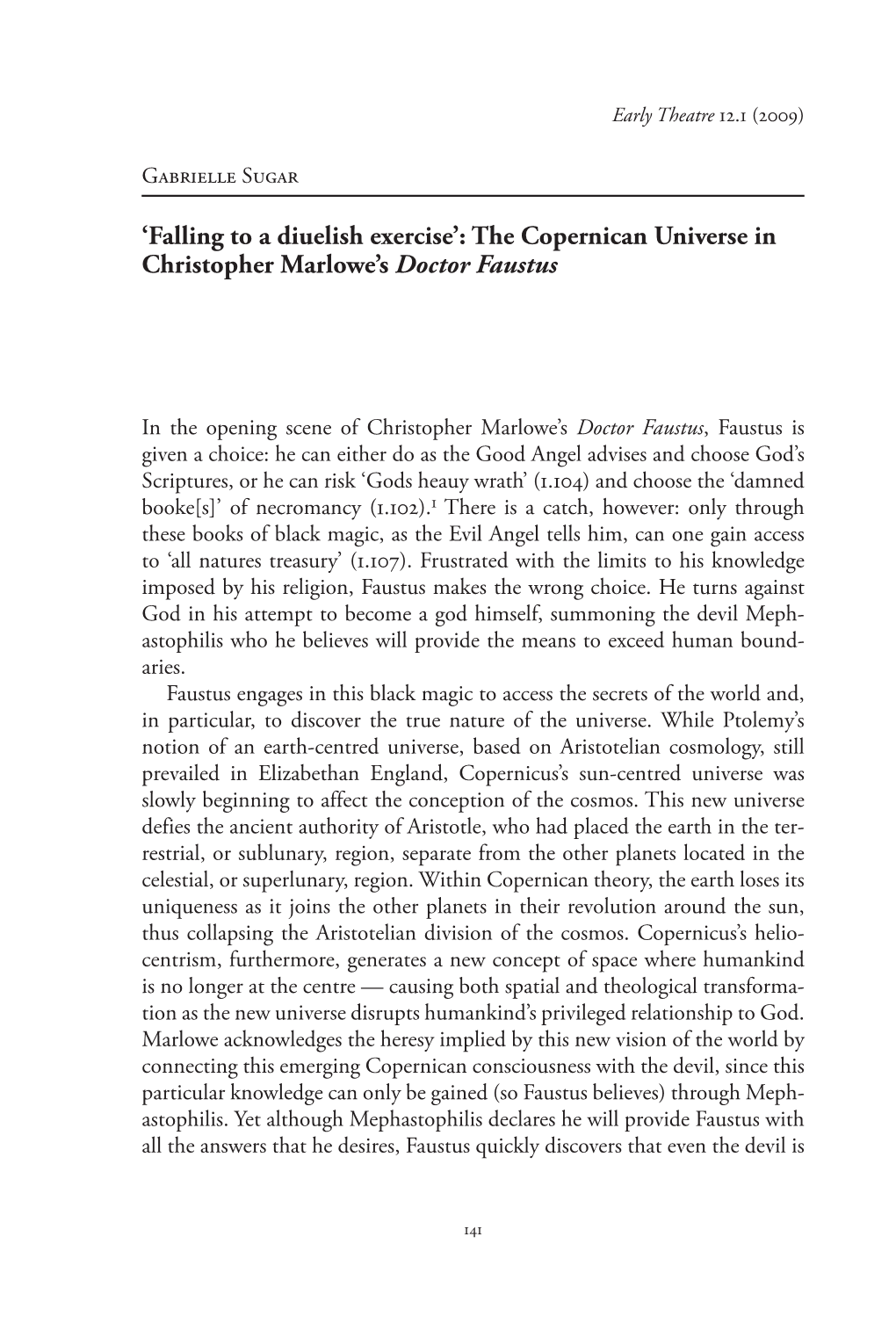 The Copernican Universe in Christopher Marlowe's Doctor Faustus