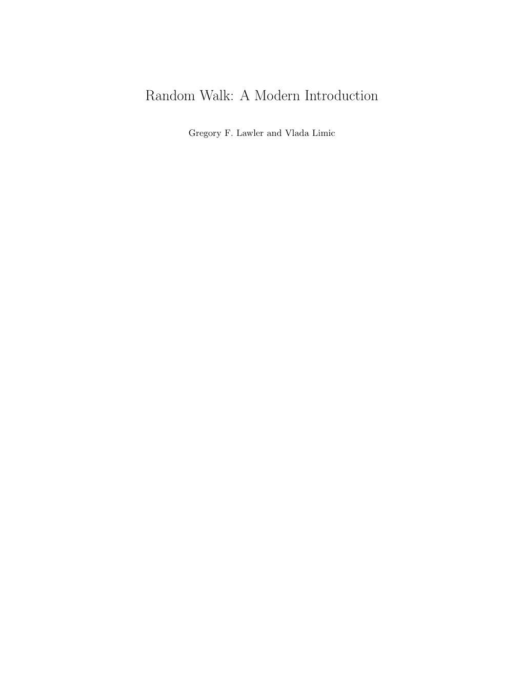 Random Walk: a Modern Introduction