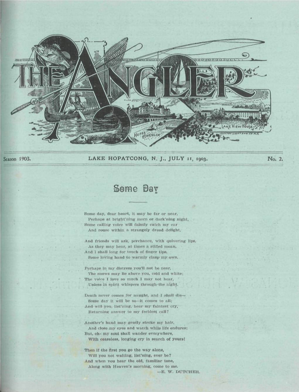 Season 1903. LAKE HOPATCONG, N. J., JULY N, 1903. No. 2