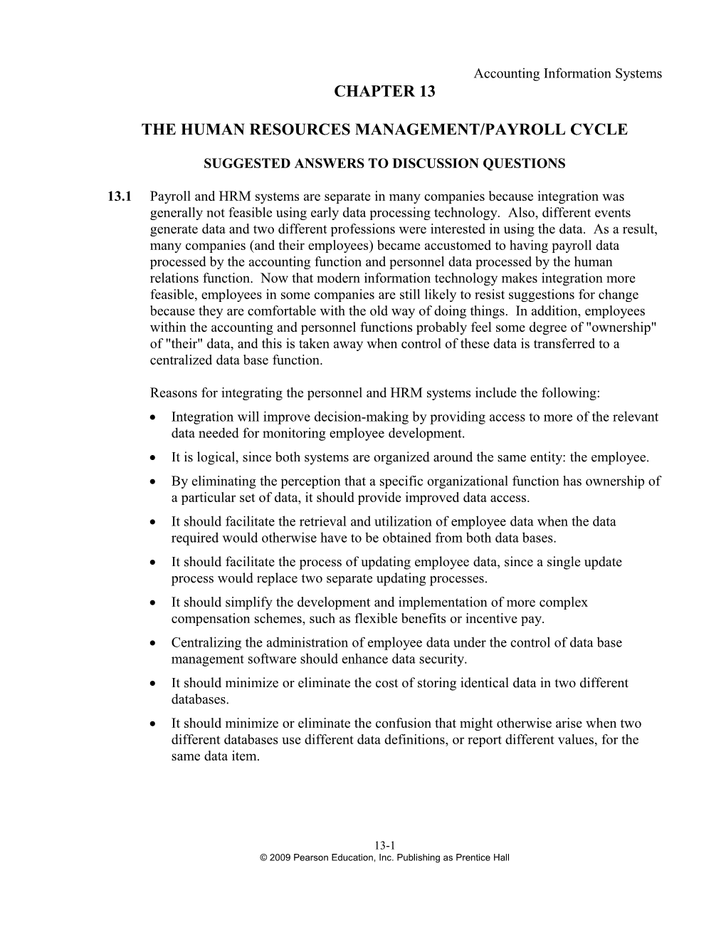 The Human Resources Management/Payroll Cycle