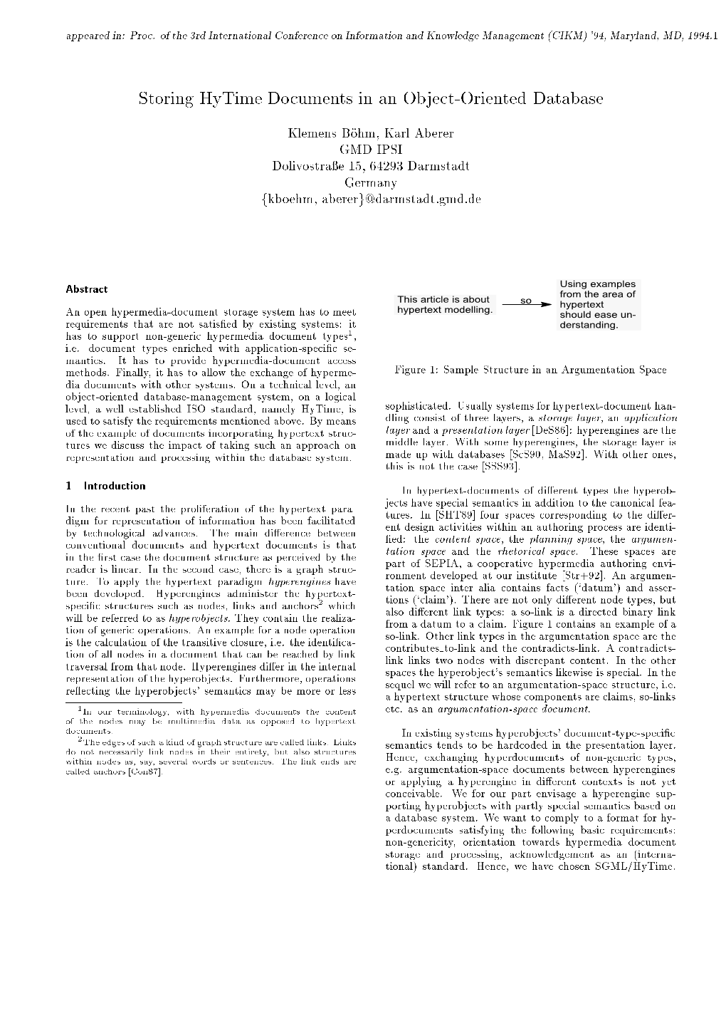 Storing Hytime Documents in an Object-Oriented Database